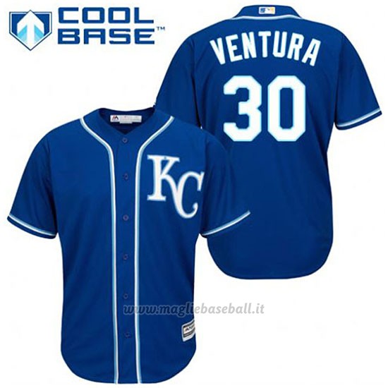 Maglia Baseball Uomo Kansas City Royals Yordano Ventura 30 Blu Alterner Cool Base